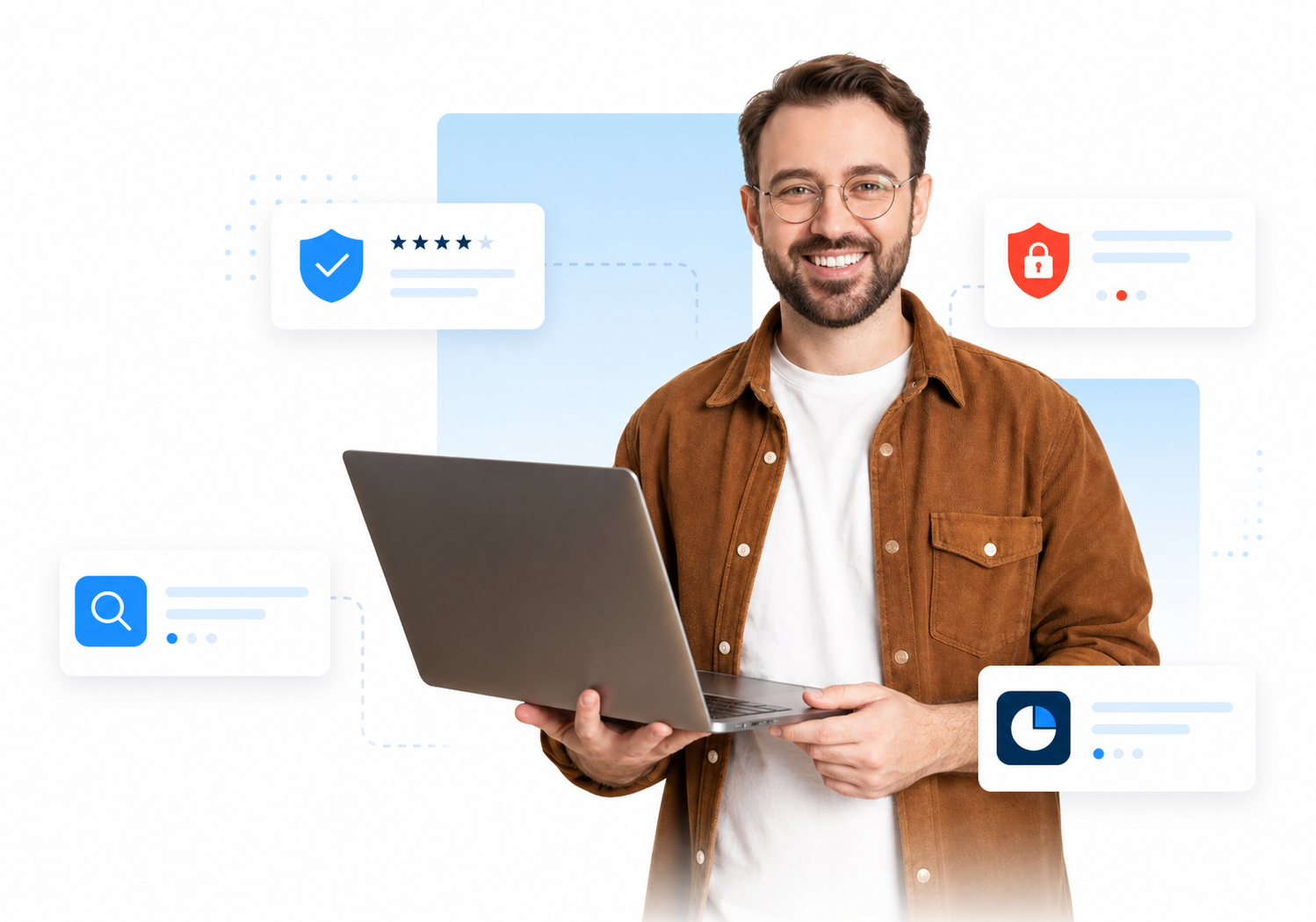 Safestnix antivirus expert with laptop